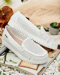 New Skórzane mokasyny damskie Nafis Półbuty|Mokasyny Na Płaskiej Podeszwie