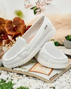 New Skórzane mokasyny damskie Nafis Półbuty|Mokasyny Na Płaskiej Podeszwie