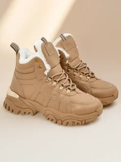 Best Sneakersy damskie z futerkiem Megigna Damskie Śniegowce|Botki Z Grubym Ociepleniem