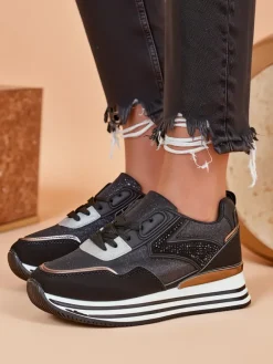 Best Sneakersy damskie z brokatem Borovis Damskie Sneakersy