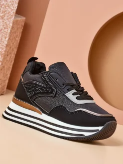 Best Sneakersy damskie z brokatem Borovis Damskie Sneakersy