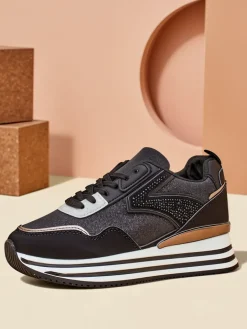 Best Sneakersy damskie z brokatem Borovis Damskie Sneakersy