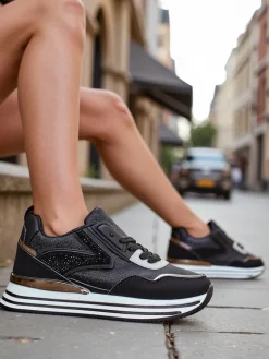 Best Sneakersy damskie z brokatem Borovis Damskie Sneakersy