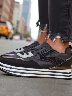 Best Sneakersy damskie z brokatem Borovis Damskie Sneakersy