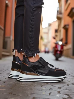 Best Sneakersy damskie z brokatem Borovis Damskie Sneakersy