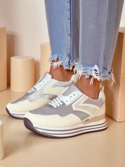 Best Sneakersy damskie z brokatem Borovis Damskie Sneakersy