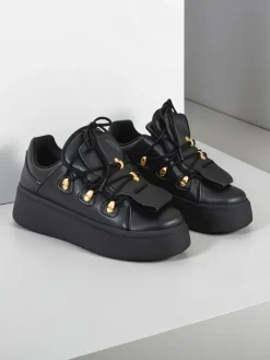 Outlet Sneakersy damskie z ozdobnym językiem Domatories Damskie Sneakersy