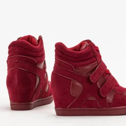 Discount Sneakersy dziewczęce bordowe na krytym koturnie Janomi Dziewczęce