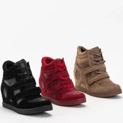 Discount Sneakersy dziewczęce bordowe na krytym koturnie Janomi Dziewczęce