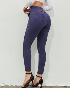 Sale Spodnie typu tregginsy damskie z ozdobnymi guzikami Spodnie Materiałowe|Legginsy / Tregginsy