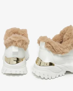 Sportowe białe buty damskie z futerkiem Flixis Damskie Śniegowce|Ocieplane