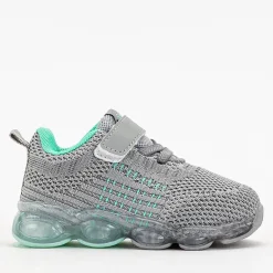 Discount Sportowe buty dziecięce w kolorze szarym z miętowymi elementami Dons Dziewczęce