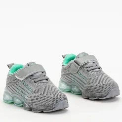 Discount Sportowe buty dziecięce w kolorze szarym z miętowymi elementami Dons Dziewczęce