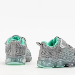 Discount Sportowe buty dziecięce w kolorze szarym z miętowymi elementami Dons Dziewczęce