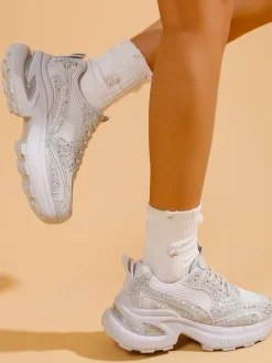 Sportowe sneakersy damskie z cyrkoniami Bloss Damskie Sneakersy