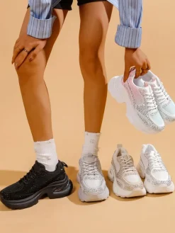 Sportowe sneakersy damskie z cyrkoniami Bloss Damskie Sneakersy