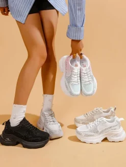 Sportowe sneakersy damskie z cyrkoniami Bloss Damskie Sneakersy