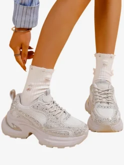 Sportowe sneakersy damskie z cyrkoniami Bloss Damskie Sneakersy