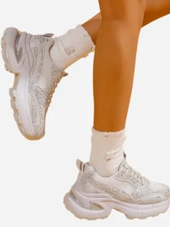 Sportowe sneakersy damskie z cyrkoniami Bloss Damskie Sneakersy