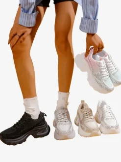 Sportowe sneakersy damskie z cyrkoniami Bloss Damskie Sneakersy