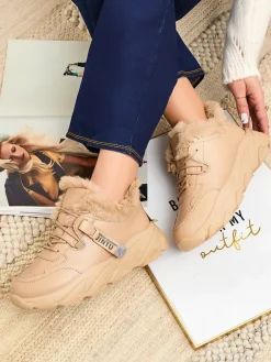 Hot Sportowe sneakersy damskie z futerkiem Nonuas Damskie Śniegowce|Ocieplane