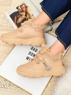 Hot Sportowe sneakersy damskie z futerkiem Nonuas Damskie Śniegowce|Ocieplane