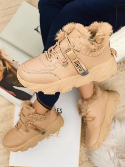 Hot Sportowe sneakersy damskie z futerkiem Nonuas Damskie Śniegowce|Ocieplane