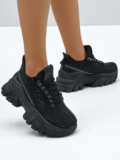 New Sportowe sneakersy damskie z cyrkoniami Blysco Damskie Sneakersy