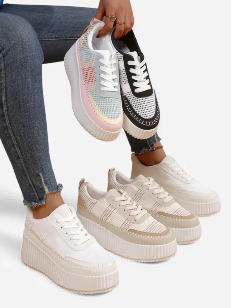 Sportowe sneakersy damskie na platformie Siserra Damskie Sneakersy