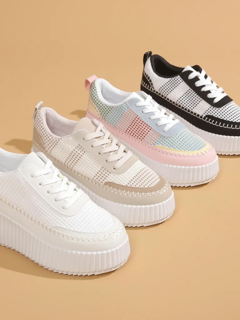 Sportowe sneakersy damskie na platformie Siserra Damskie Sneakersy