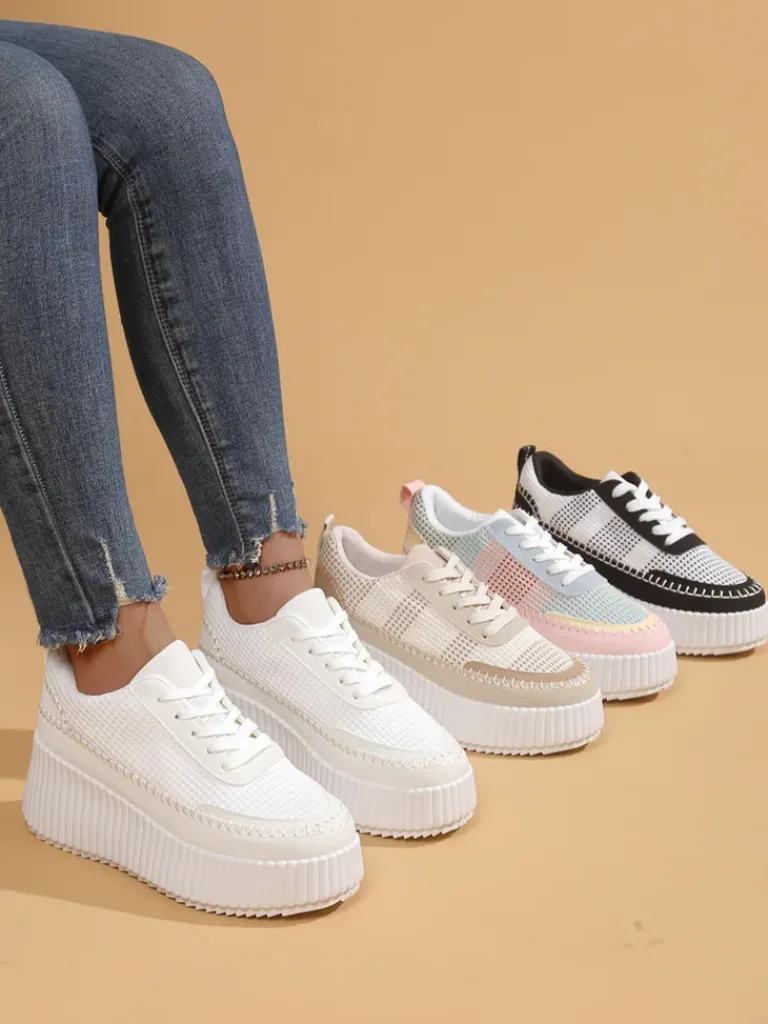 Sportowe sneakersy damskie na platformie Siserra Damskie Sneakersy