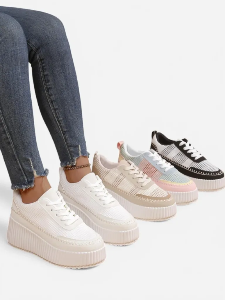 Sportowe sneakersy damskie na platformie Siserra Damskie Sneakersy