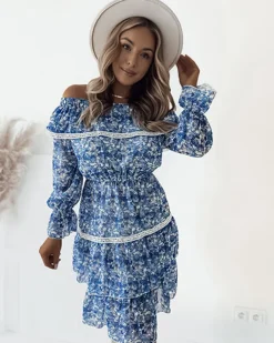 Discount Sukienka damska mini a'la hiszpanka w kwiaty Sukienki Krótkie|Sukienki Letnie