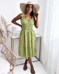 Sukienka damska za kolano z printem w kolorze m Sukienki Letnie|Sukienki Długie