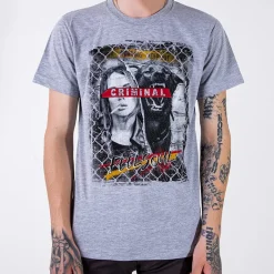 Hot Szara bawełniana koszulka męska z printem Bluzki