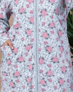 Online Szara nocna koszula w kwiaty PLUS SIZE Piżamy|Plus Size