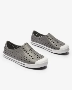 Szare ażurowe dziecięce gumowe trampki Jiteri Chłopięce|Dziewczęce