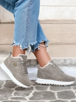 Best Szare buty sportowe damskie z ociepleniem Lahho Damskie Ocieplane|Sneakersy