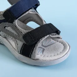 Outlet Szare chłopięce sandały na rzepy Turbo Chłopięce