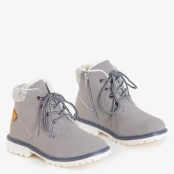 Outlet Szare chłopięce ocieplane trzewiki Tiptop Chłopięce