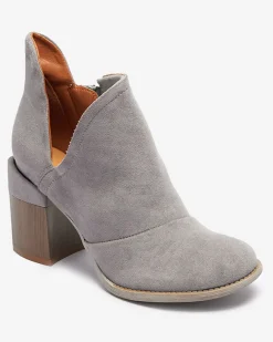 Outlet Szare damskie botki na słupku z wycięciami Cintura Botki Bez Ocieplenia|Botki Na Słupku