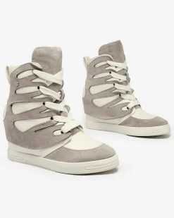 Outlet Szare damskie sportowe botki na koturnie Pamstinsa Damskie Botki Bez Ocieplenia|Botki Na Koturnie