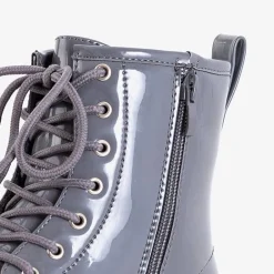 Szare dziecięce lakierowane workery Isibeal Dziewczęce