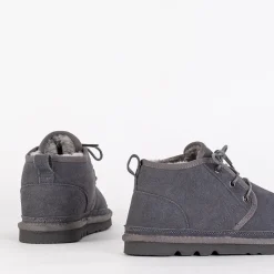 Online Szare dziecięce krótkie sznurowane śniegowce Tibilis Chłopięce|Dziewczęce