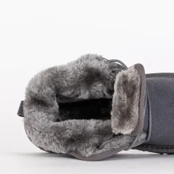 Online Szare dziecięce krótkie sznurowane śniegowce Tibilis Chłopięce|Dziewczęce