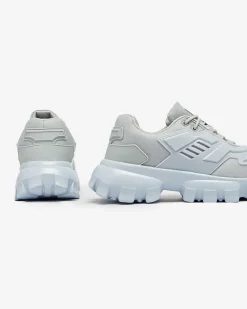 Szaro- niebieskie tkaninowe sportowe sneakersy męskie Lamkim Sportowe