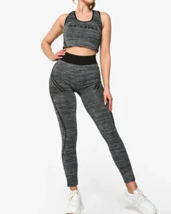 Hot Szary damski komplet sportowy z mi wstawkami Damskie Legginsy / Tregginsy|Komplety Damskie
