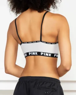 Best Szary sportowy stanik damski z napisami Sportowe