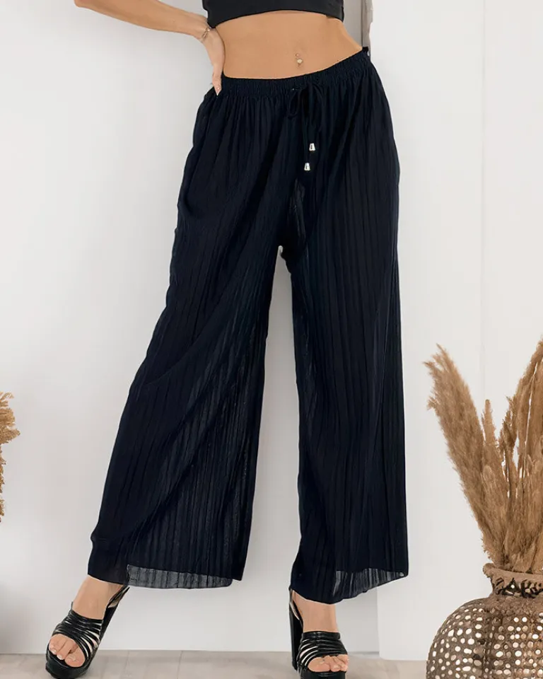 Szerokie spodnie damskie plisowane Spodnie Materiałowe