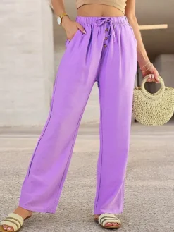 Best Szerokie spodnie damskie materiałowe Spodnie Materiałowe